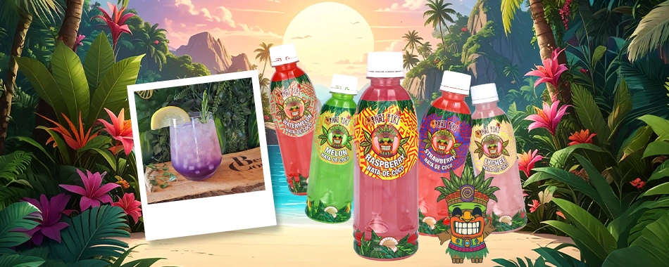 Thai Tiki nata de coco drink – real fruit juice with Chewy Coconut Pieces
