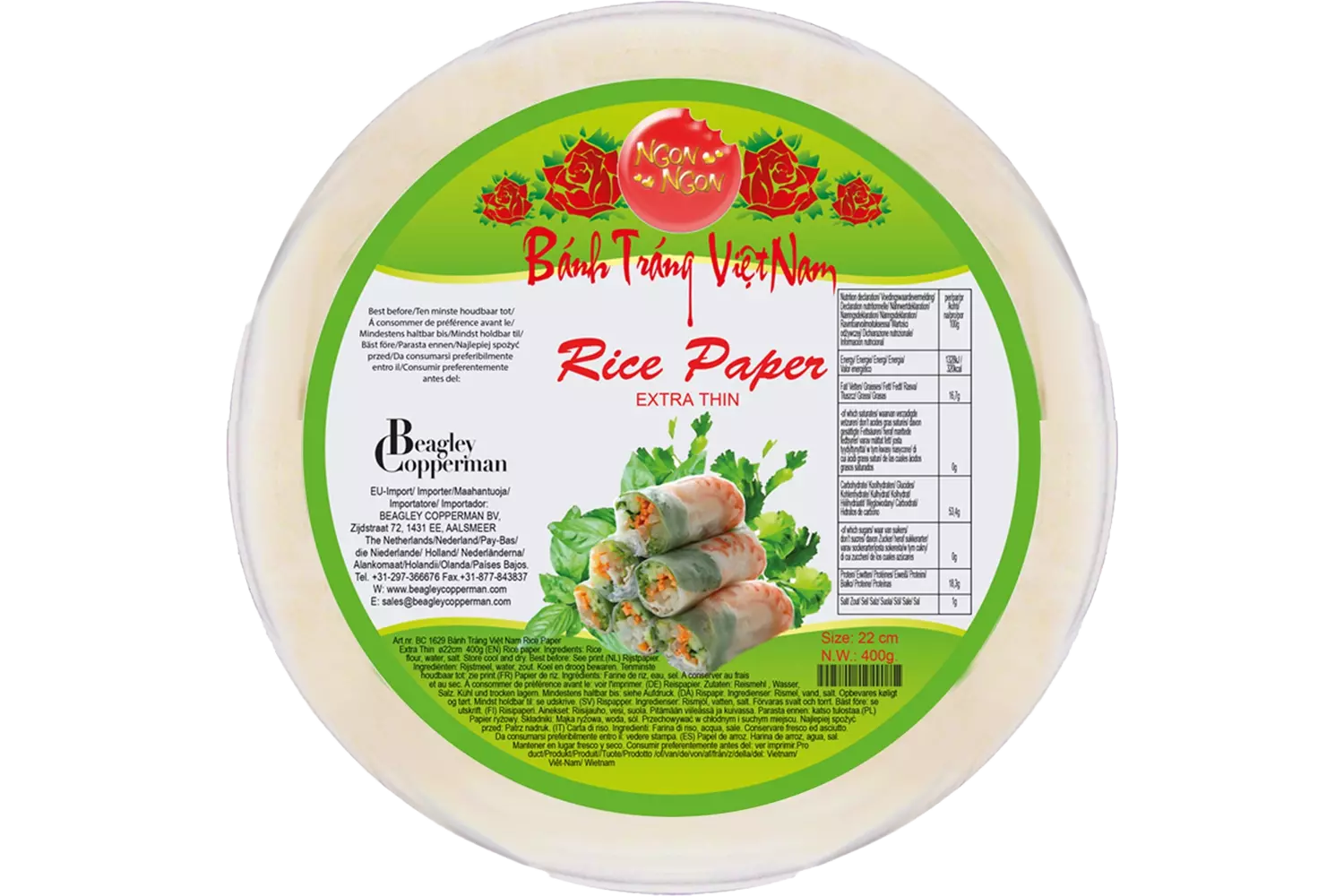 Ngon Ngon - Rice Paper Extra Thin 22cm 400g
