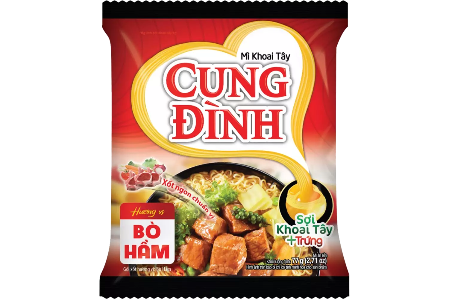 Cung Dình - Instant Noodles Stewed Beef Cup 77g