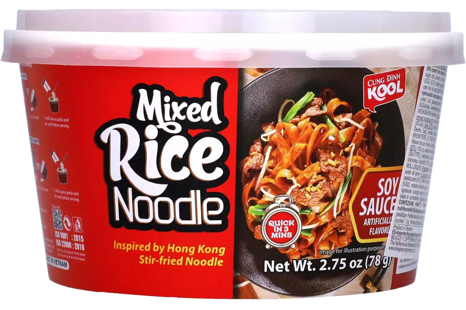 Cung Dình - Kool Brand Rice Noodles Soy Sauce Bowl 78g