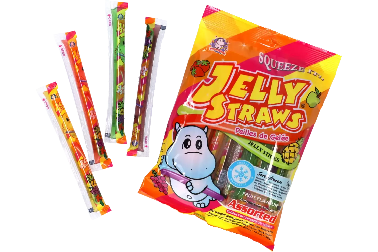 ABC - Hippo Jelly Straws Assorted Bag 300g