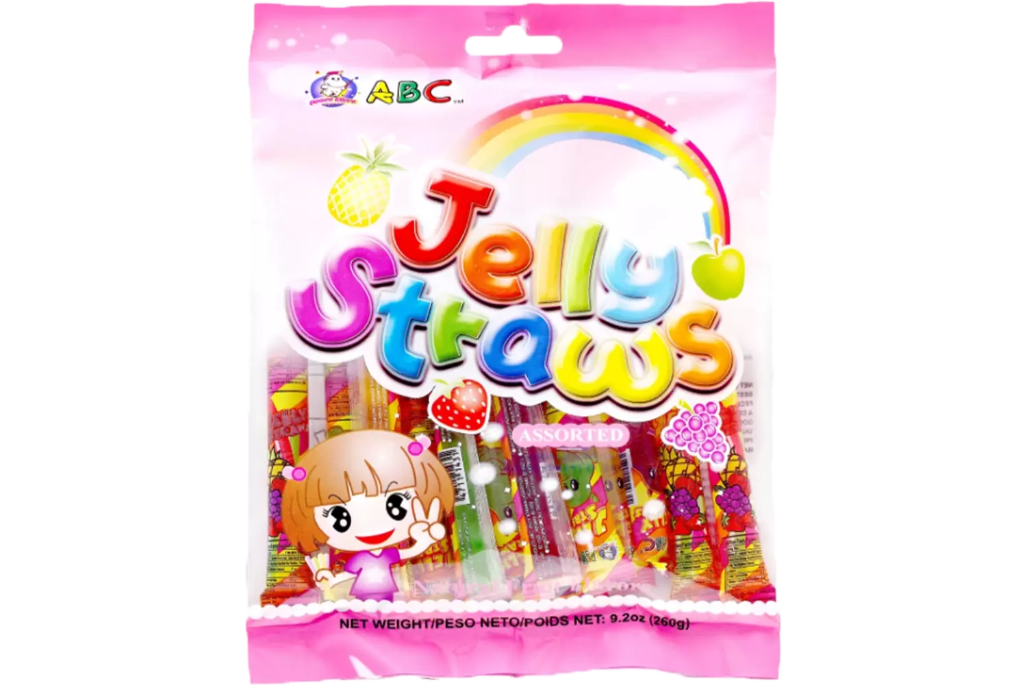 ABC - Fruit Jelly Straws Assorted Bag 260g