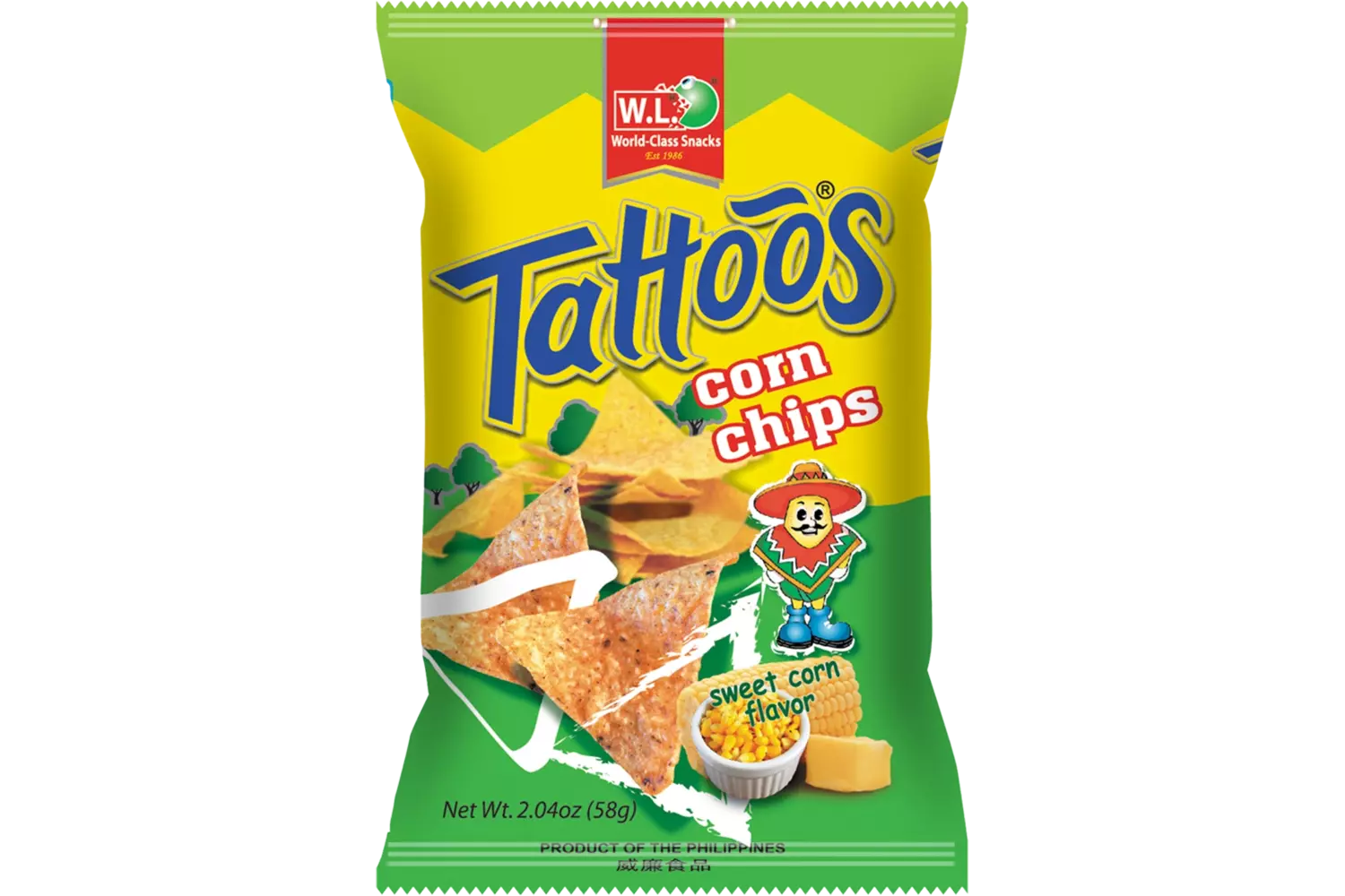 W.L. - Tattoos Corn Chips Sweet Corn Flavor x 30g