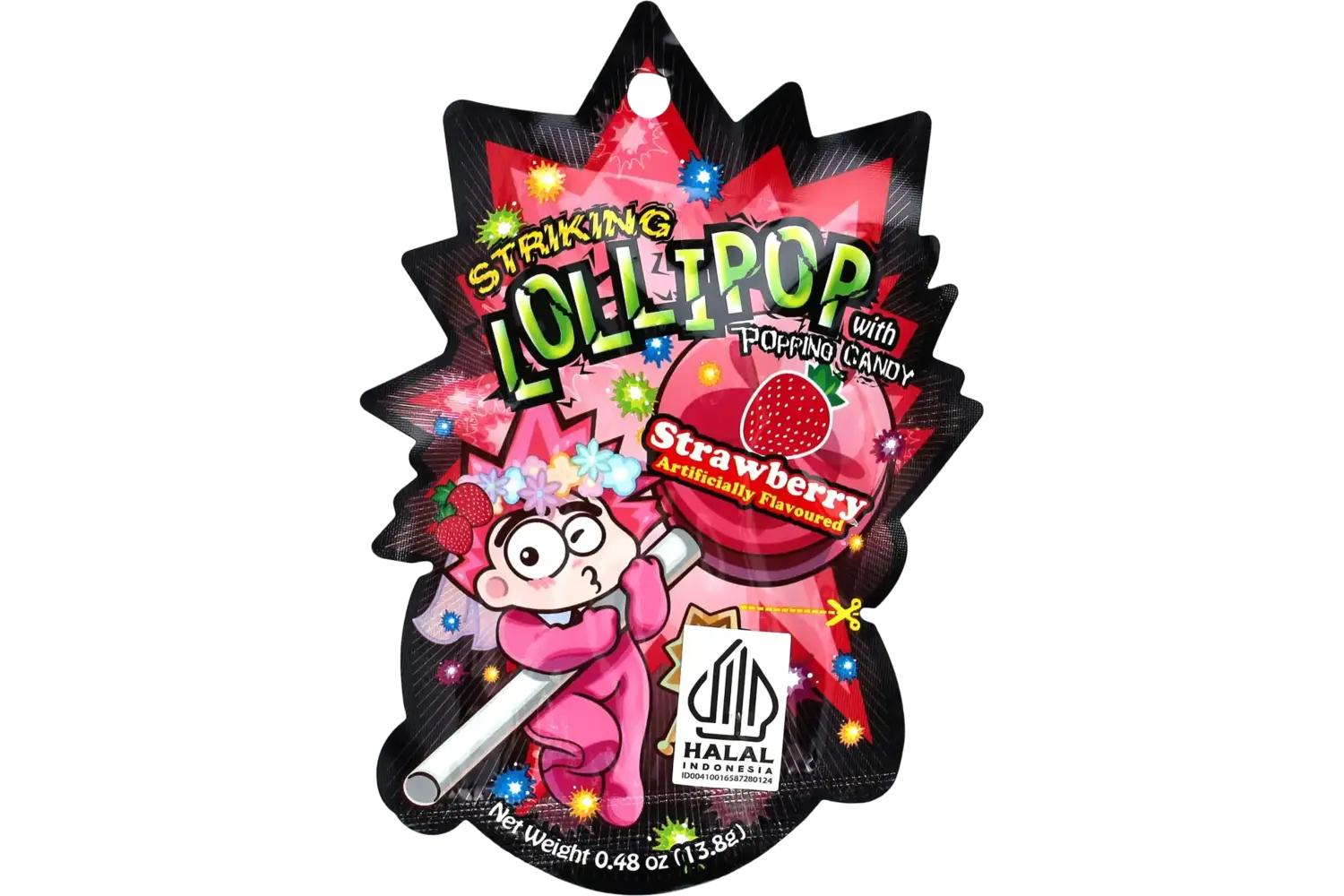 Striking - Lollipop Popping Candy Strawberry Strip 13.8g