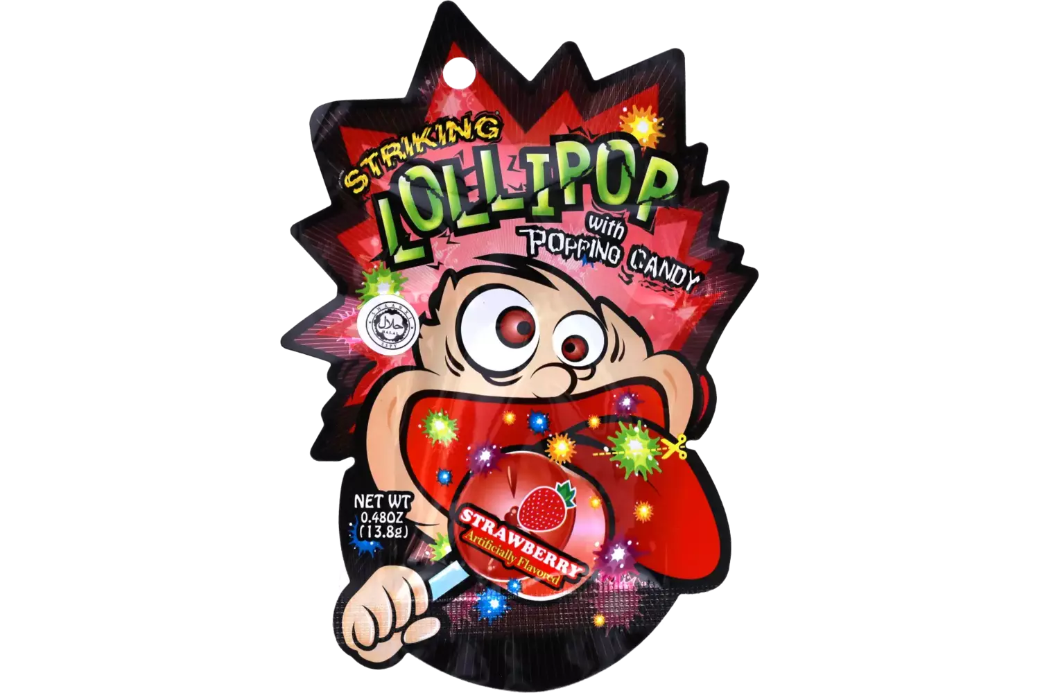Striking - Lollipop Popping Candy Strawberry Strip 13.8g