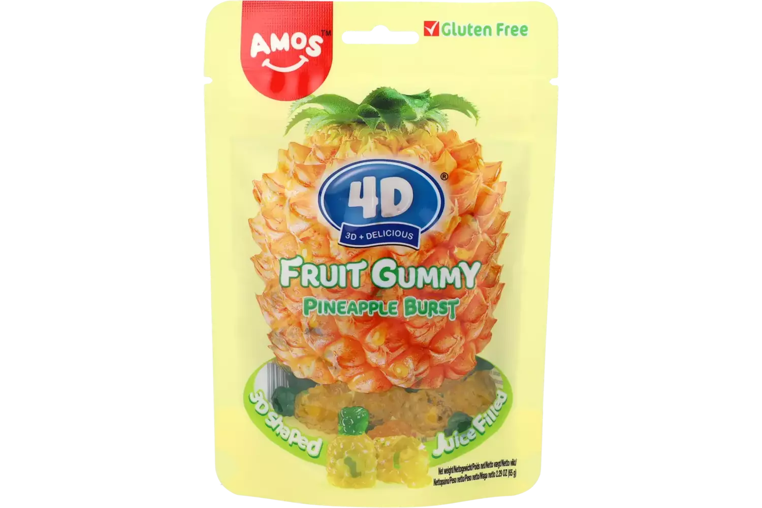 Amos - 4D Fruit Gummy Pineapple 65g