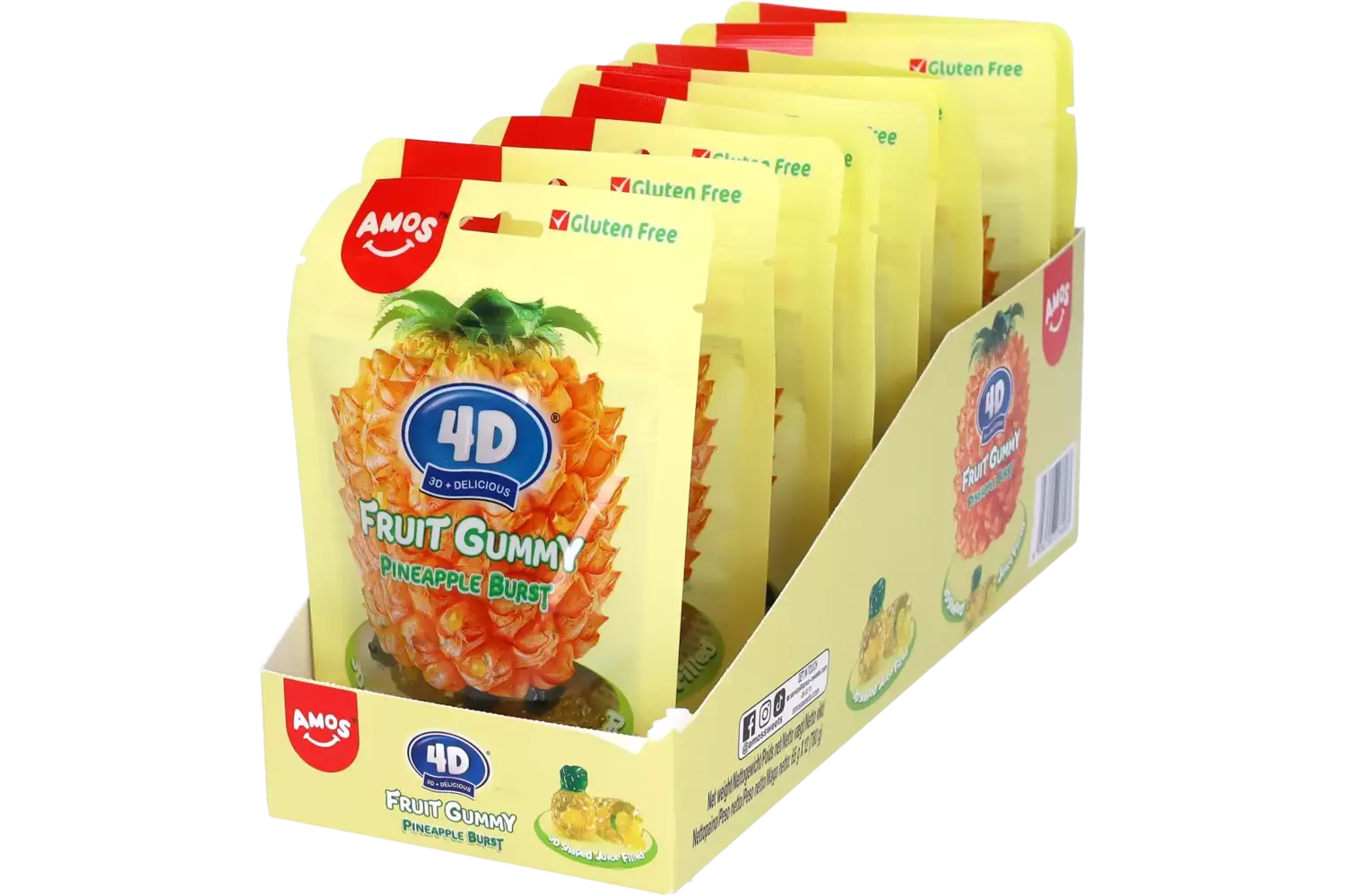 Amos - 4D Fruit Gummy Pineapple 65g
