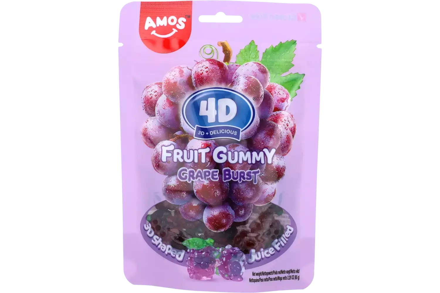 Amos - 4D Fruit Gummy Grape 65g