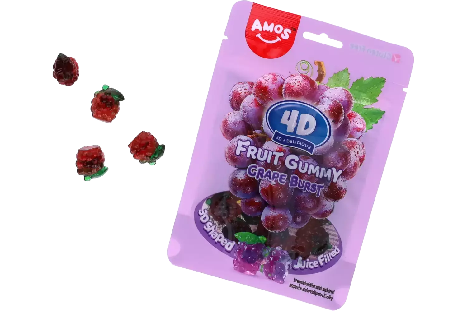 Amos - 4D Fruit Gummy Grape 65g