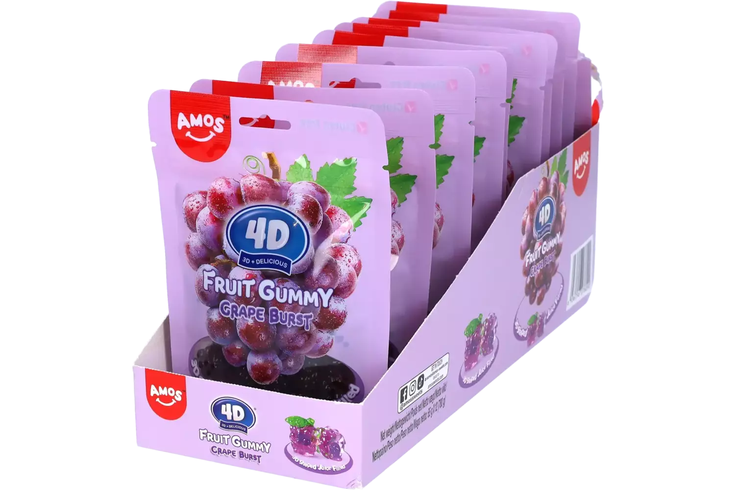 Amos - 4D Fruit Gummy Grape 65g