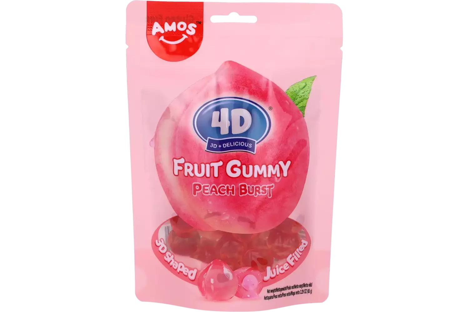 Amos - 4D Fruit Gummy Peach 65g