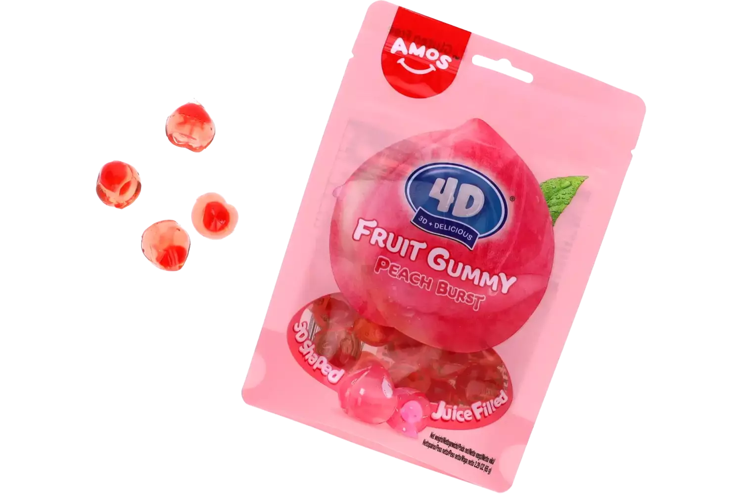 Amos - 4D Fruit Gummy Peach 65g