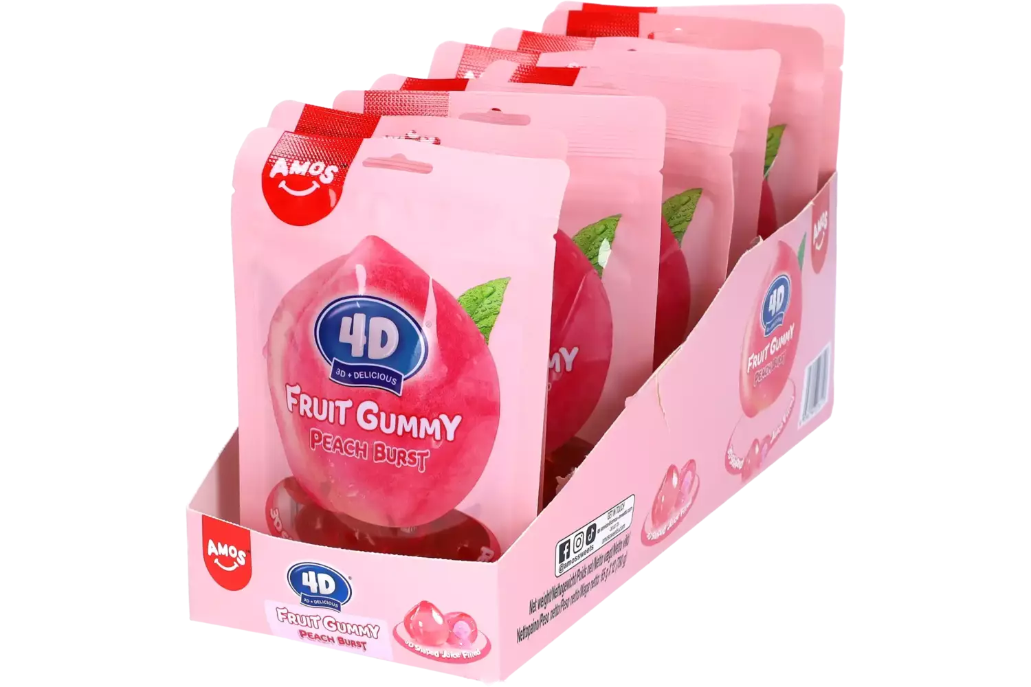 Amos - 4D Fruit Gummy Peach 65g