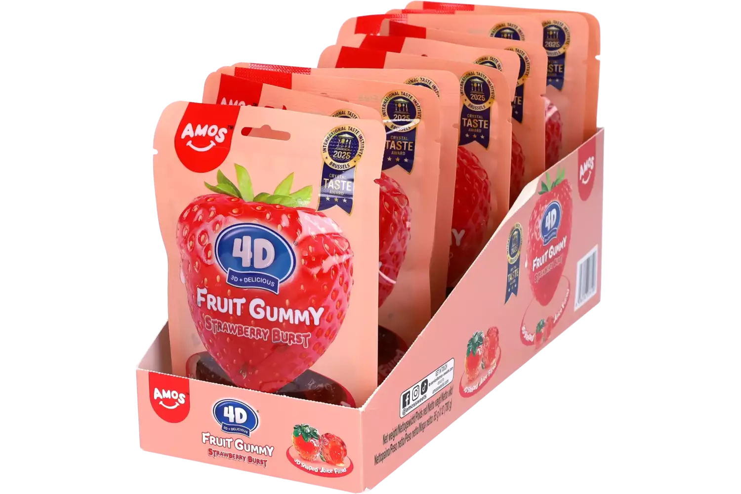 Amos - 4D Fruit Gummy Strawberry 65g