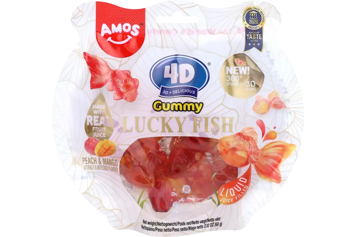 Amos - 4D Gummy Lucky Fish Peach Mango 60g