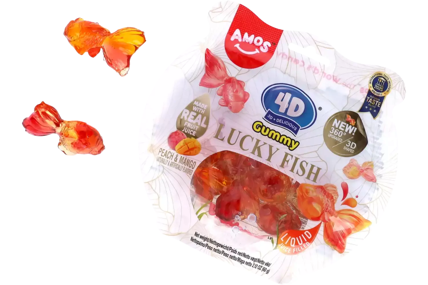 Amos - 4D Gummy Lucky Fish Peach Mango 60g