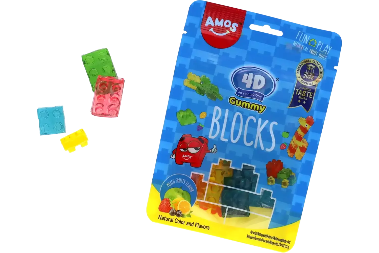 Amos - 4D Gummy Blocks Mixed Fruits 72g