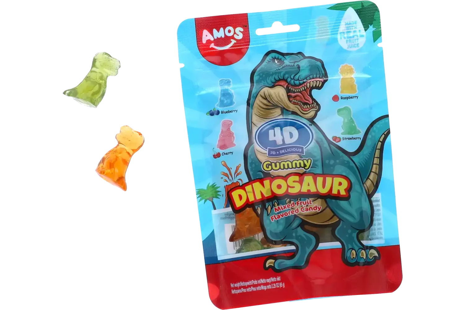 Amos - 4D Gummy Dinosaur Fruity 65g