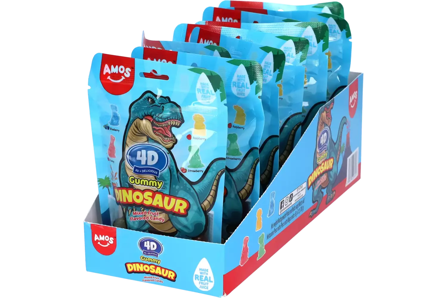 Amos - 4D Gummy Dinosaur Fruity 65g