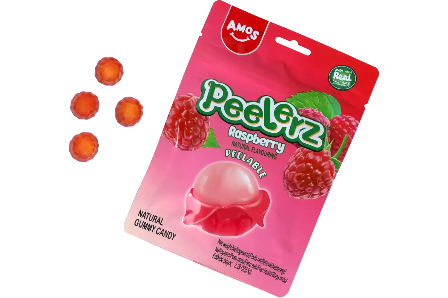 Amos - Peelerz Gummy Raspberry 65g