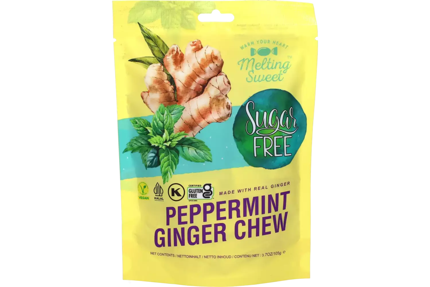 Melting Sweet - Ginger Chew Peppermint (Sugar Free) - 105g