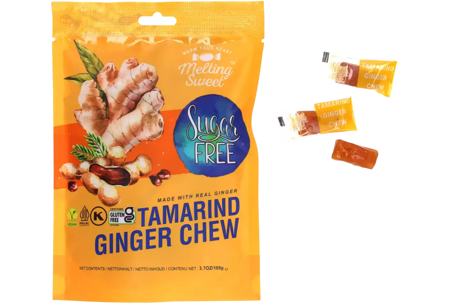 Melting Sweet - Ginger Chew Tamarind (Sugar Free) - 105g