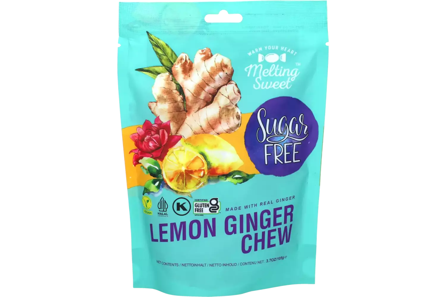 Melting Sweet - Ginger Chew Lemon (Sugar Free) - 105g