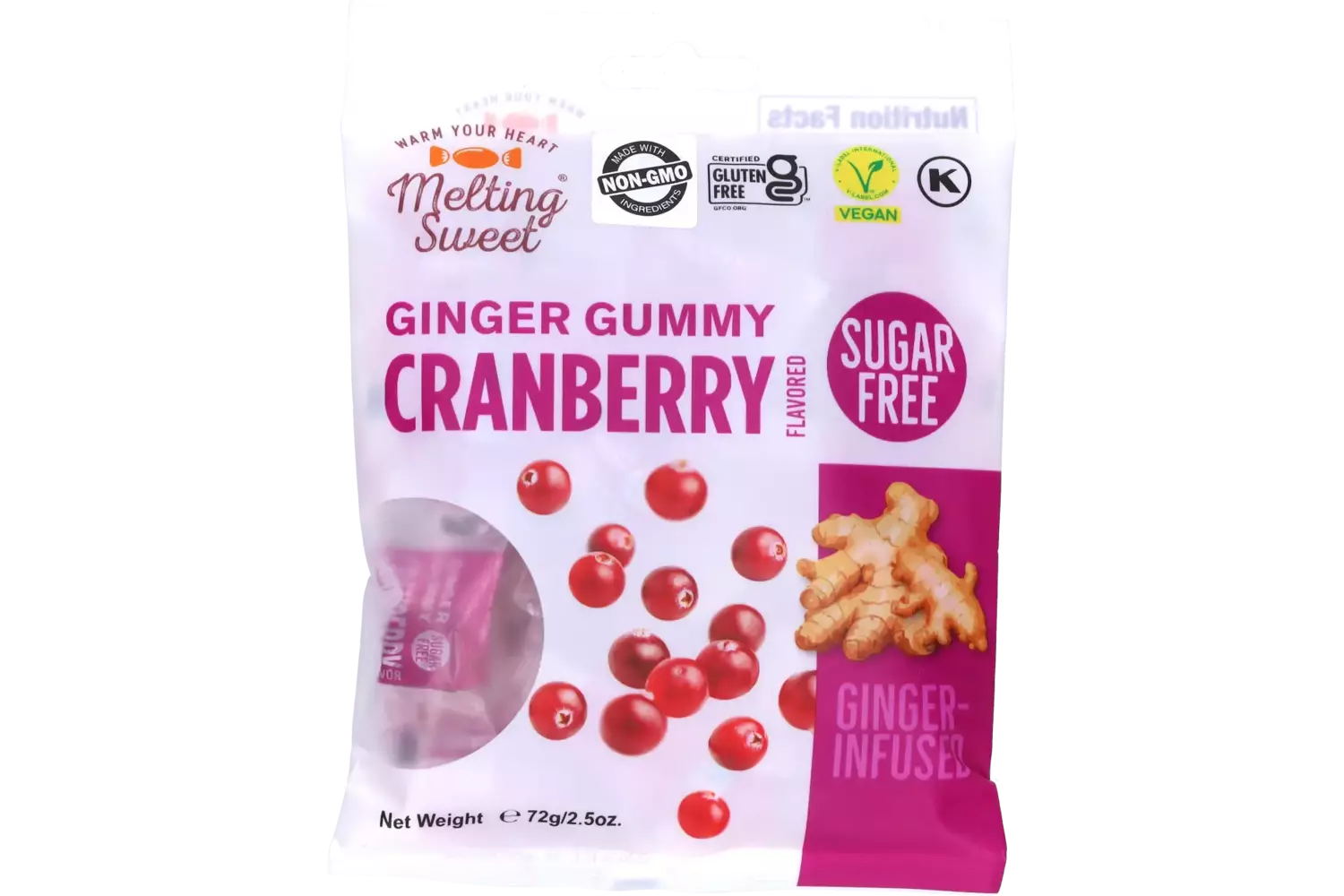 Melting Sweet - Ginger Gummy Cranberry (Sugar Free) - 72g