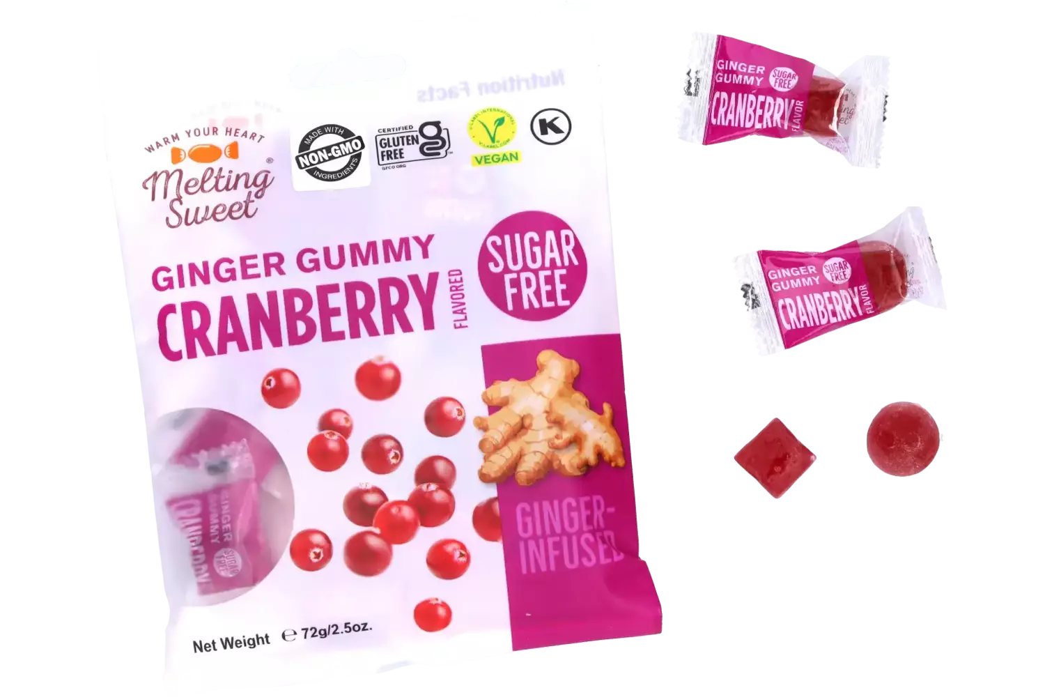 Melting Sweet - Ginger Gummy Cranberry (Sugar Free) - 72g
