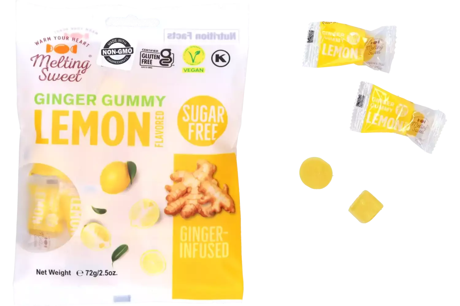 Melting Sweet - Ginger Gummy Lemon (Sugar Free) - 72g