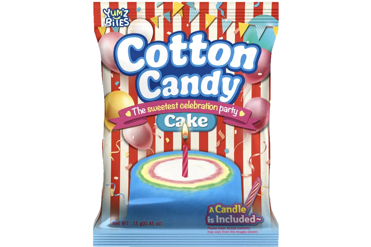 Yum'z Bites - Birthday Cotton Candy Cake with Candle 24x13g