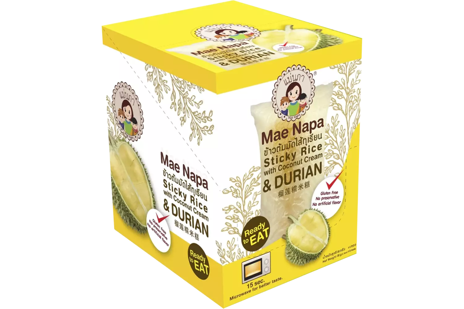 Mae Napa - Sticky Rice Cake Coconut Cream & Durian 80g