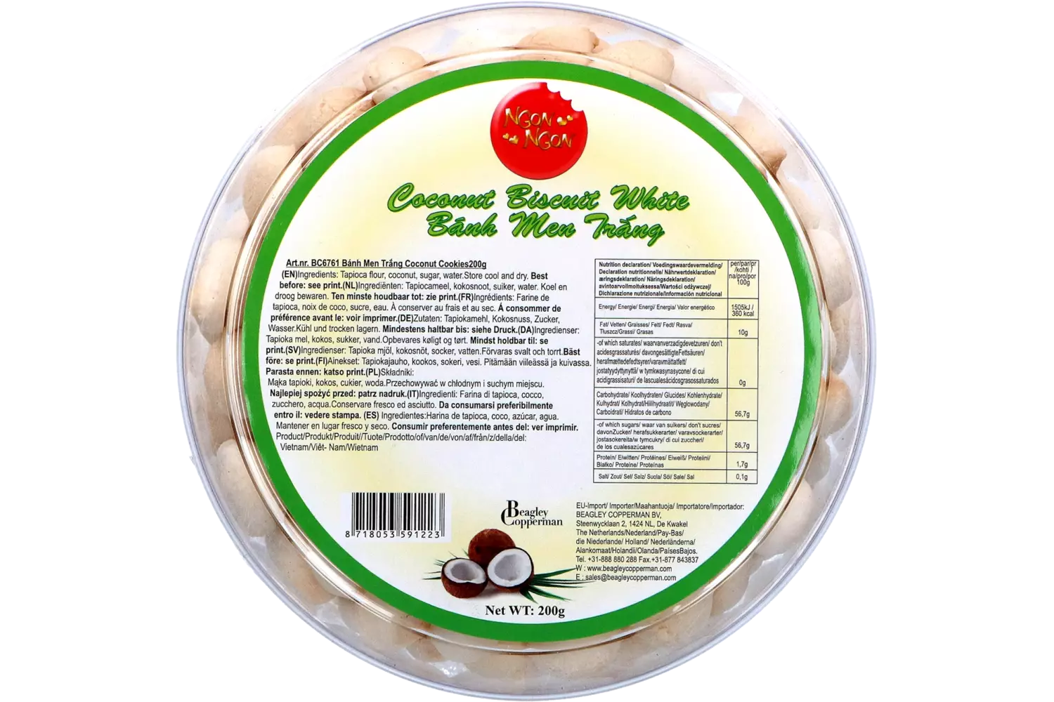 Ngon Ngon - Coconut Biscuit White 200g