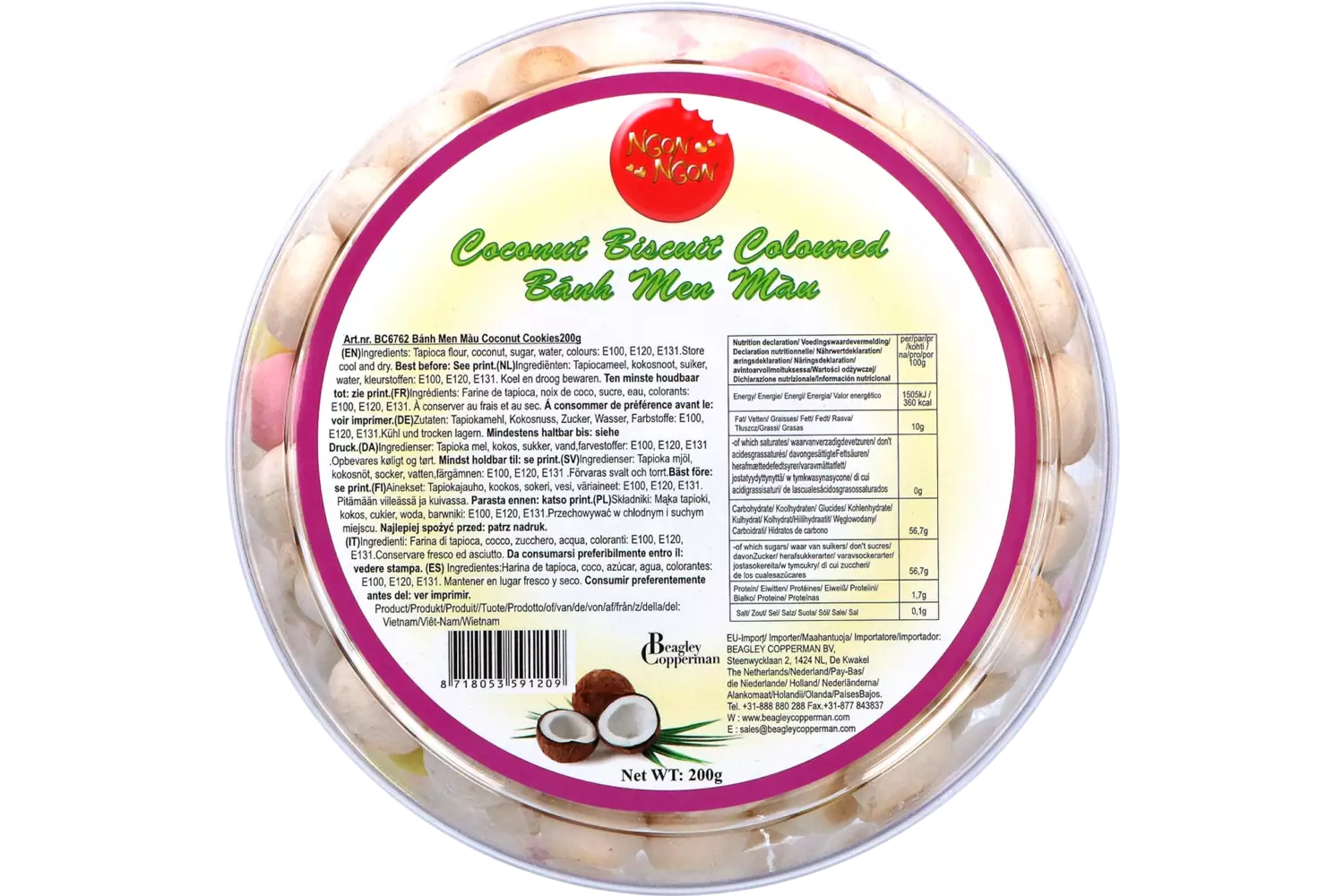 Ngon Ngon - Coconut Biscuit Colored 200g