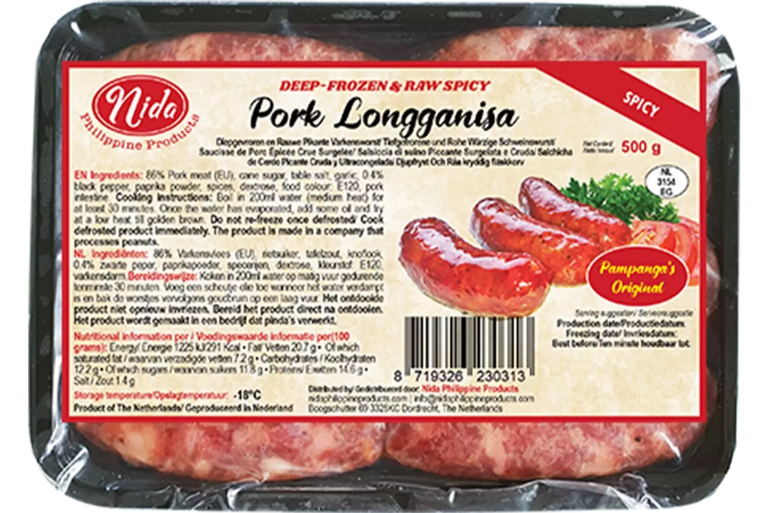 Nida - Longganise Pork Spicy 500g