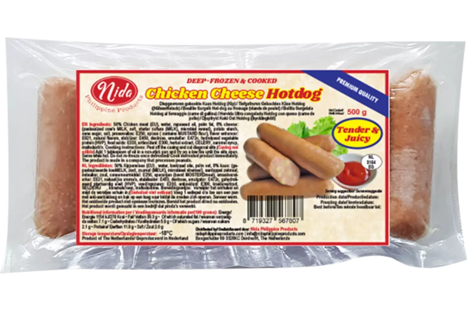 Nida - Chicken Hotdog Cheese 500g