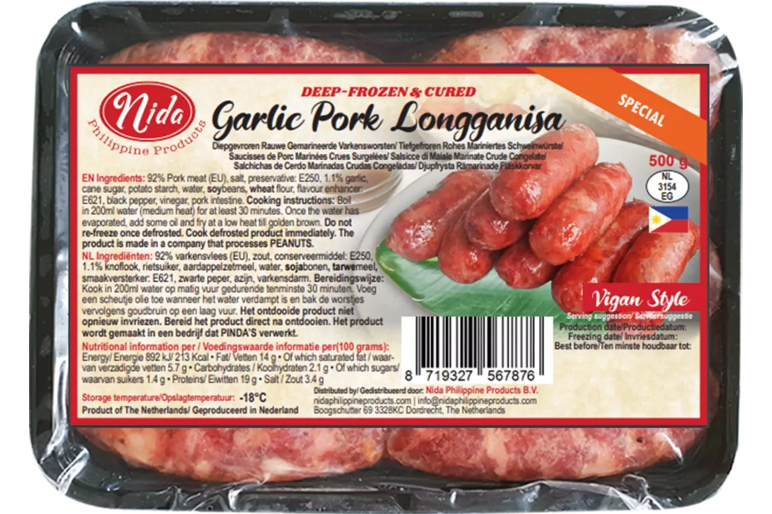 Nida - Longganise Pork Garlic 500g