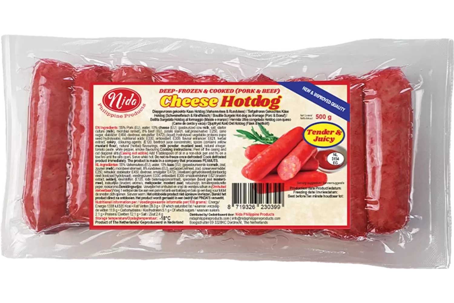 Nida - Hotdog Regular Size Cheese 500g