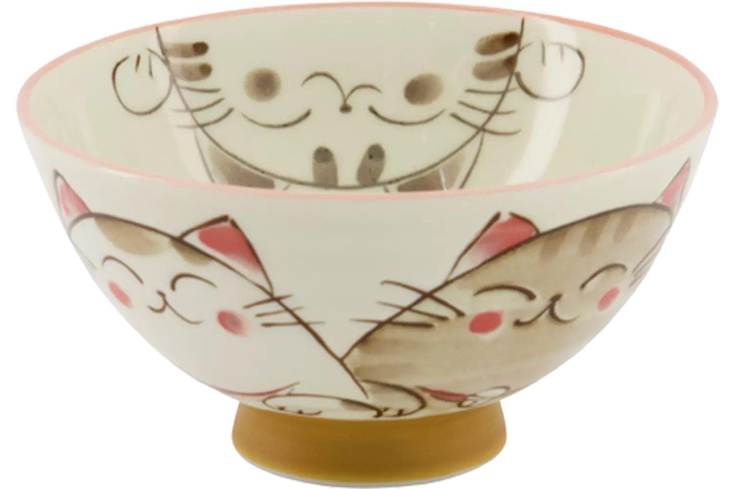 Tokyo Design Studio - Kawaii Bowl Lucky Cat White-Brown 300ml