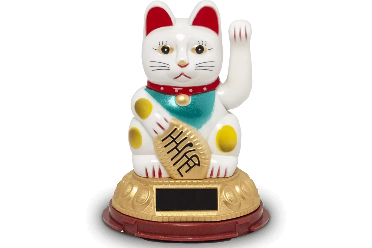 Lucky Cat - White Solar 12cm