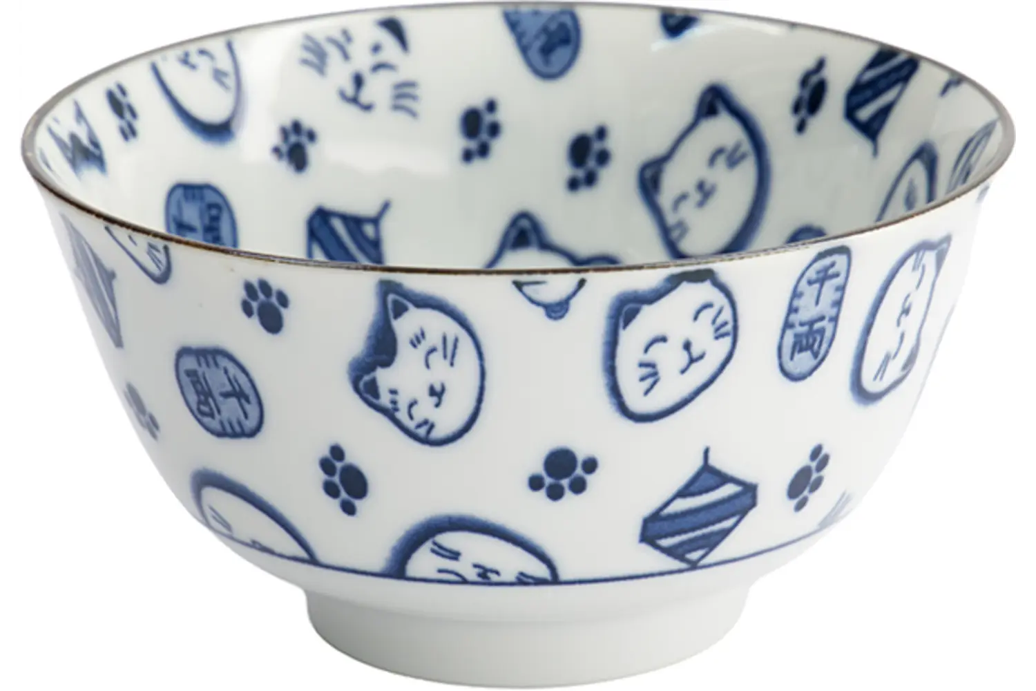 Tokyo Design Studio - Kawaii Bowl Lucky Cat Neko Blue HB-7710/B 300ml