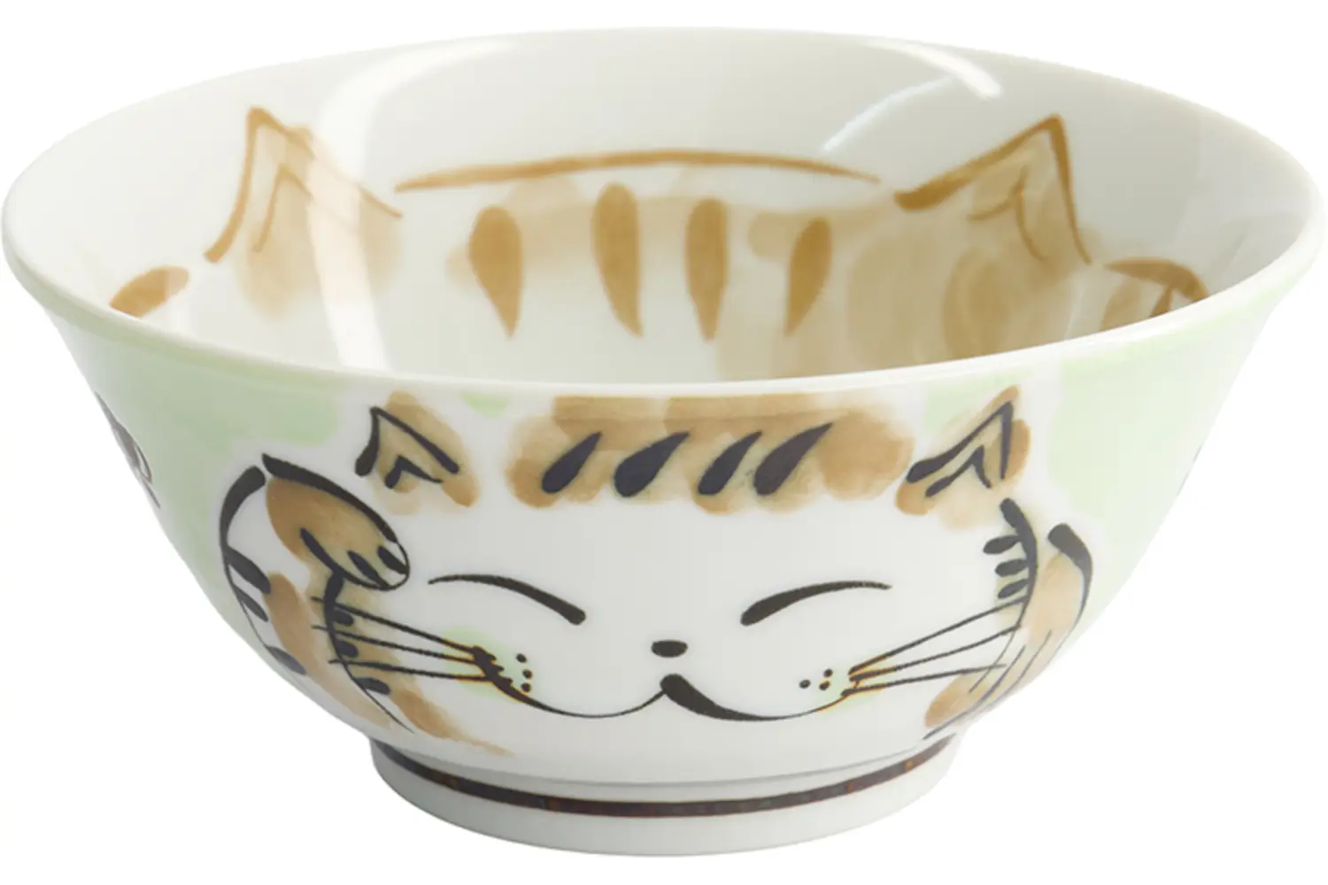 Tokyo Design Studio - Kawaii Tayo Bowl Fuku Cat Neko Green 15x7cmh 500ml