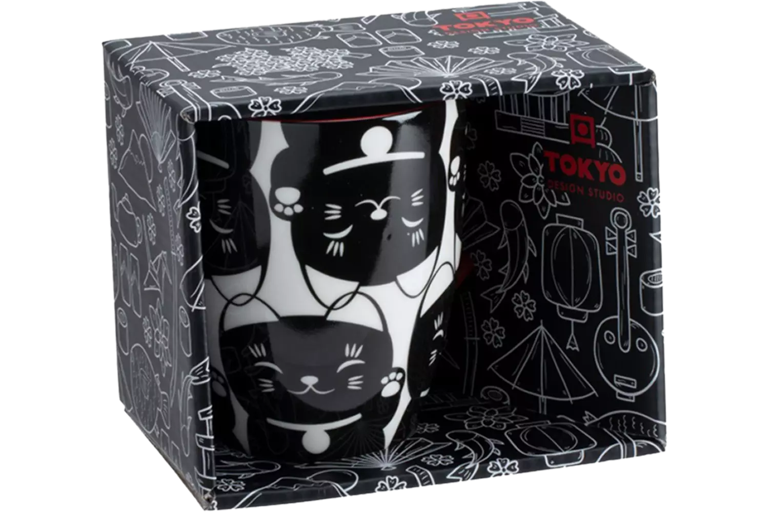 Tokyo Design Studio - Kawaii Mug Giftbox Lucky Cat Black 380ml