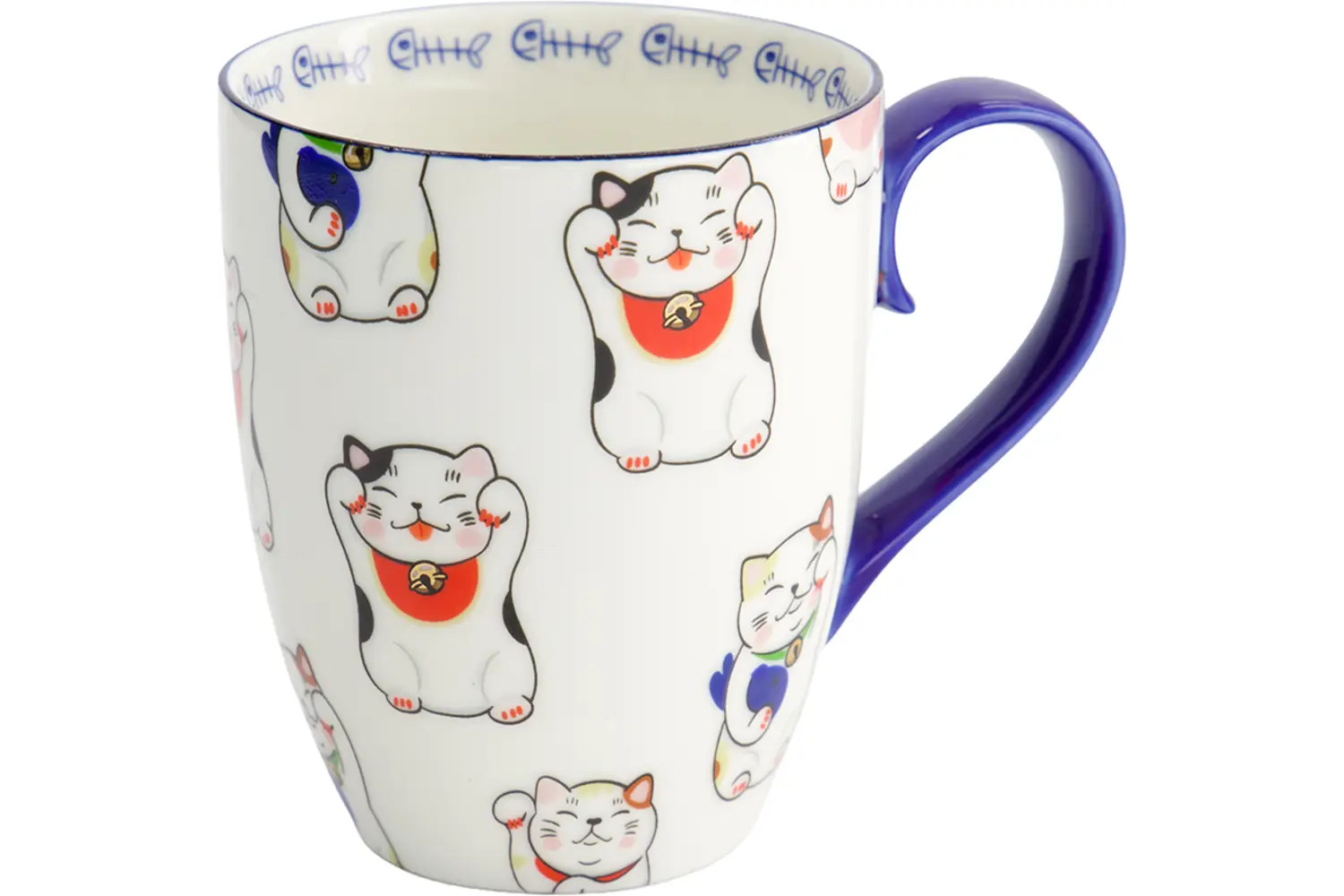 Tokyo Design Studio - Kawaii Mug Lucky Cat White Classic Giftbox 340ml 6pcs
