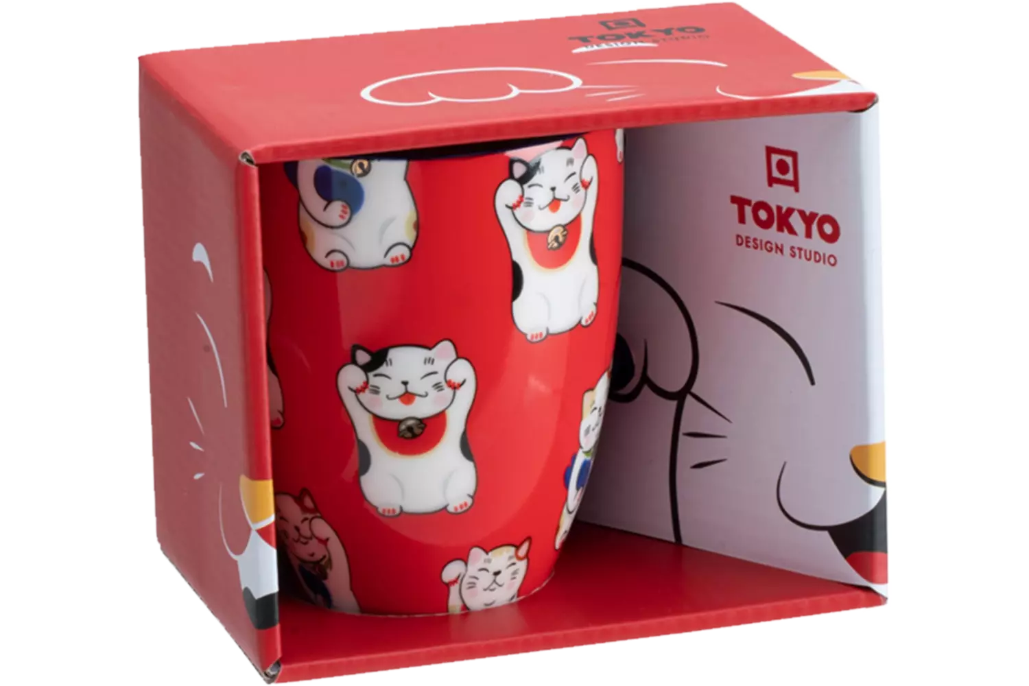 Tokyo Design Studio - Kawaii Mug Giftbox Lucky Cat Red 380ml