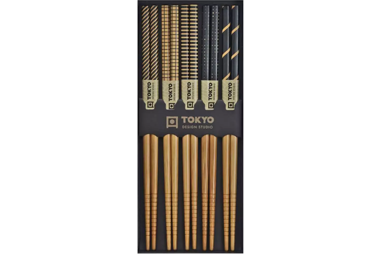 Tokyo Design Studio - Chopsticks Black Stripe 5 pair