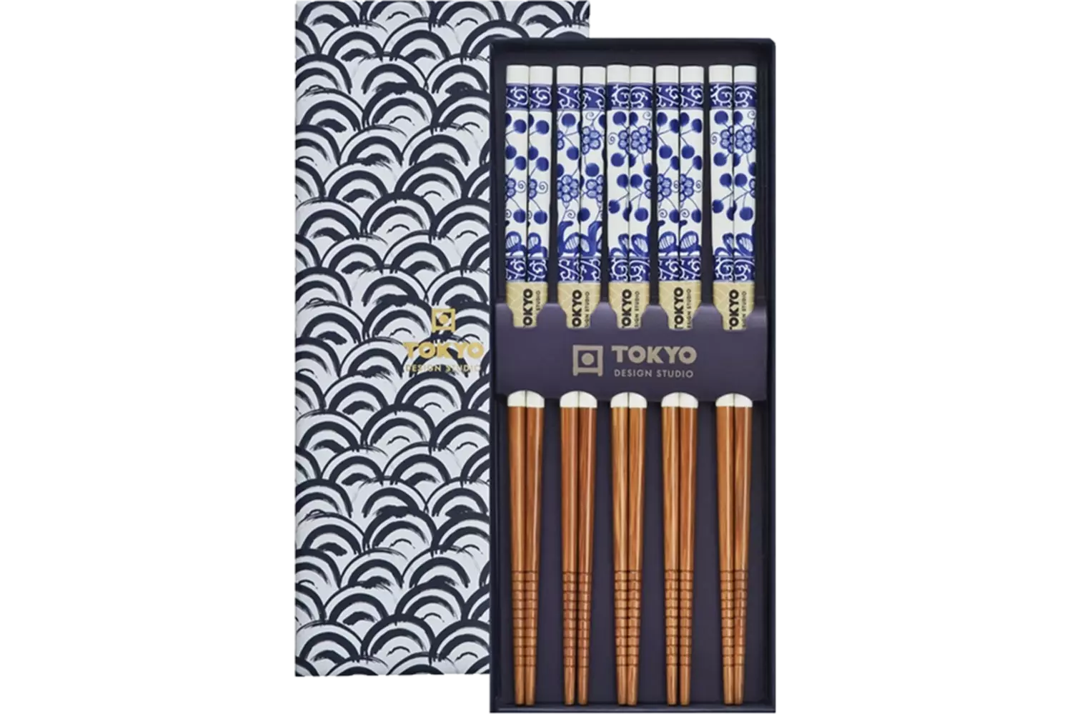 Tokyo Design Studio - Chopsticks Giftset Wave Blue 5 pair
