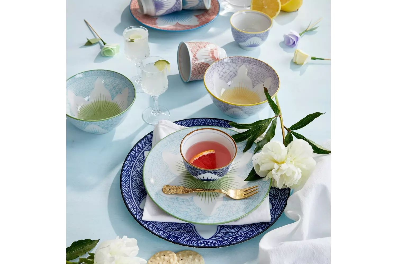 Tokyo Design Studio - Lily Flower Small Tayo Bowl 13.5x6.8cm Purple 300ml 6pcs