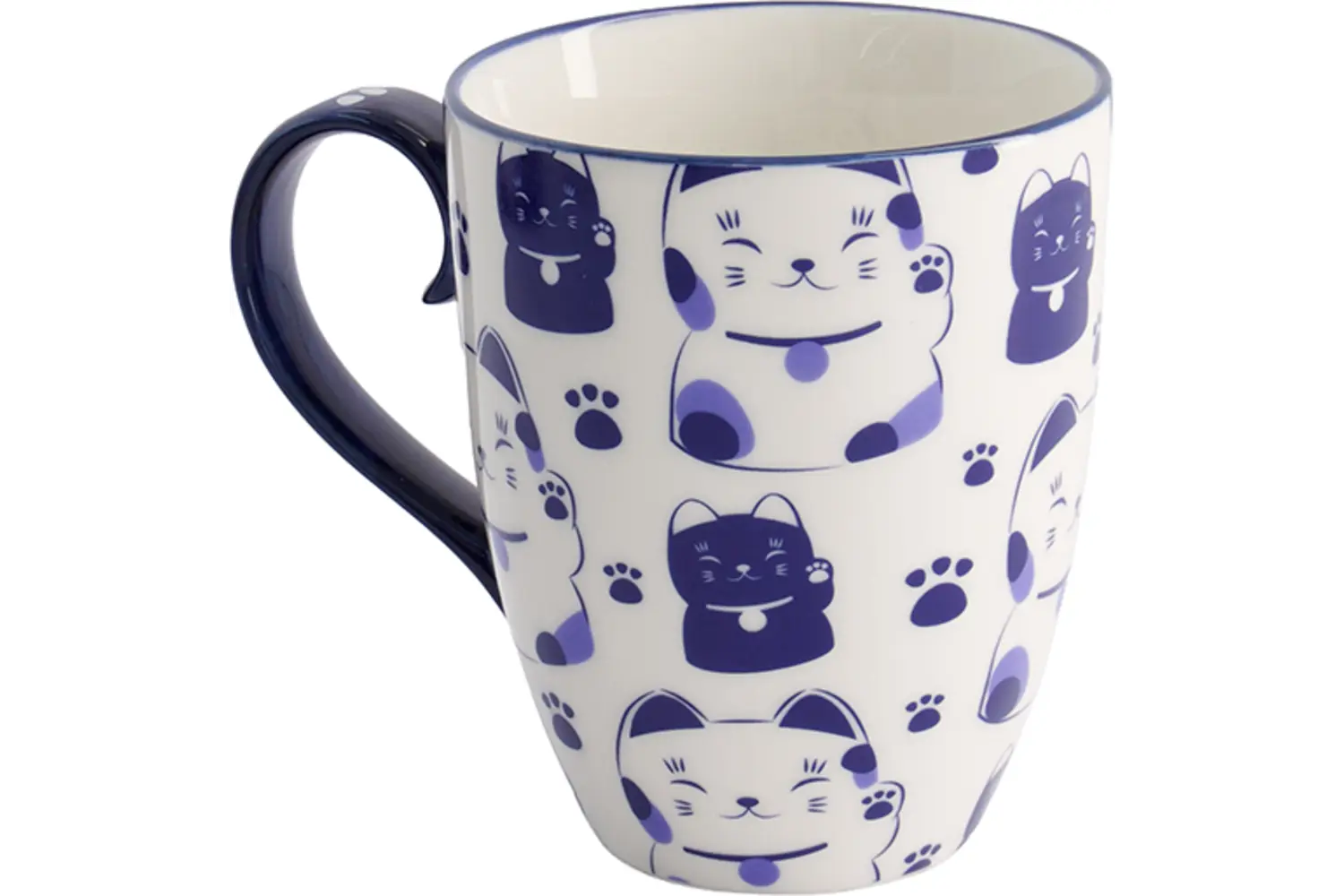 Tokyo Design Studio - Kawaii Mug Lucky Cat Blue/Black Giftbox 340ml 6pcs