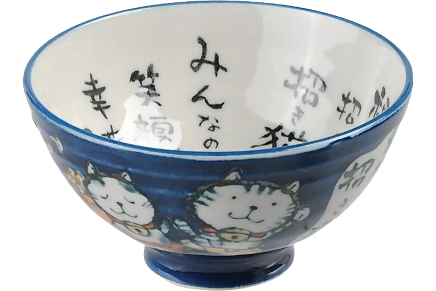Tokyo Design Studio - Kawaii Bowl Lucky Cat Tayo Blue White 300ml
